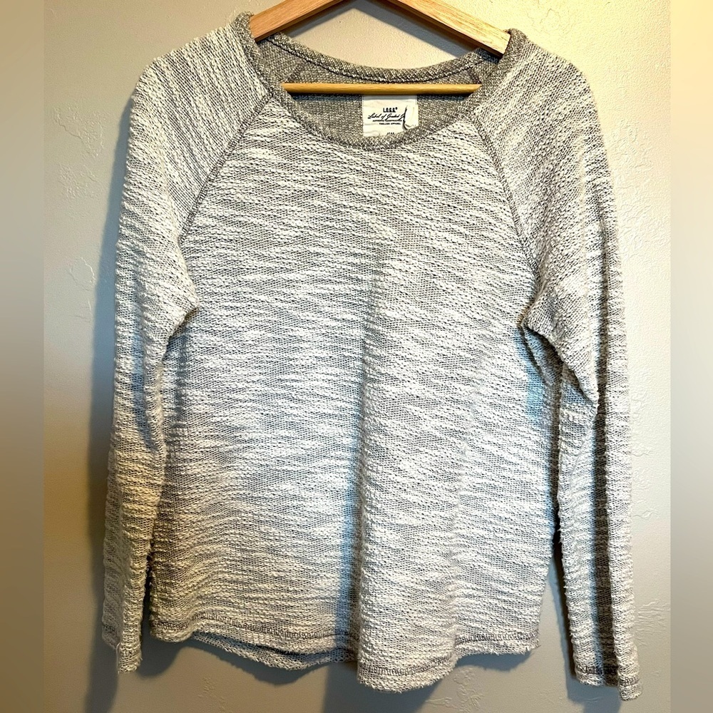 H&M L.O.G.G. Womens Gray & White Cotton Pullover Sweater Size Medium Cabincore